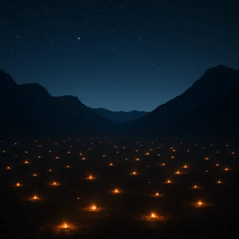 Countless Distant Campfires Twinkle Like Fallen Stars