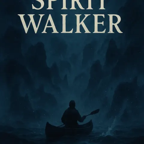 Lone Figure Paddles a Canoe in a Misty