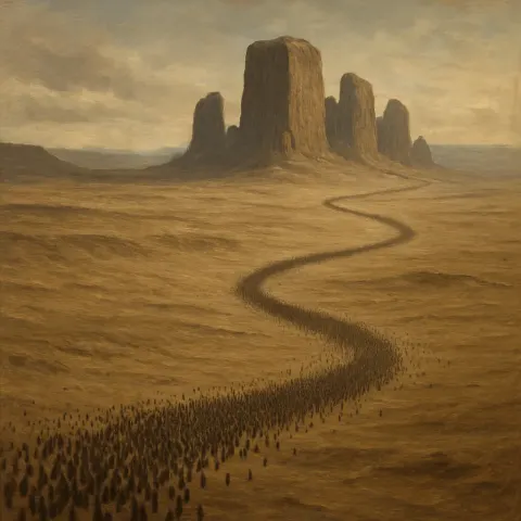Vast Pilgrimage of Countless Tiny Figures Snakes its Way