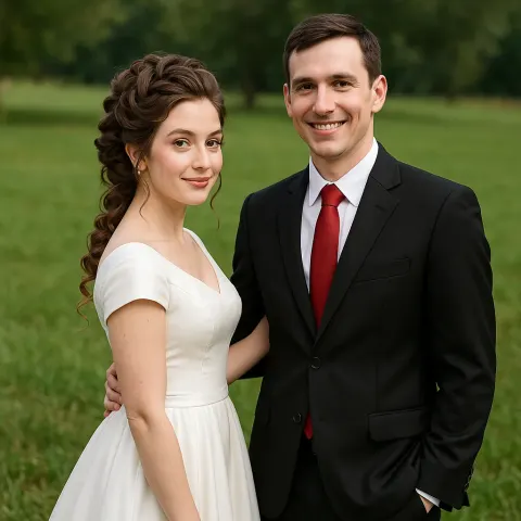 Bride in a White Dress with Intricate Hair