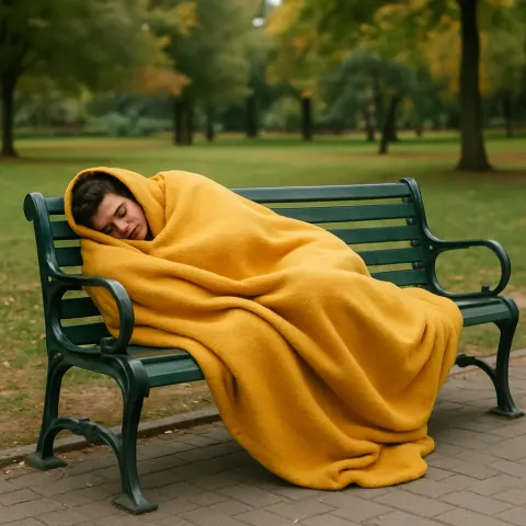 Yellow Blanket Draped