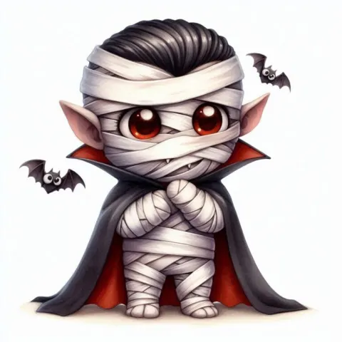 Cute Dracula as Mummy Illustration