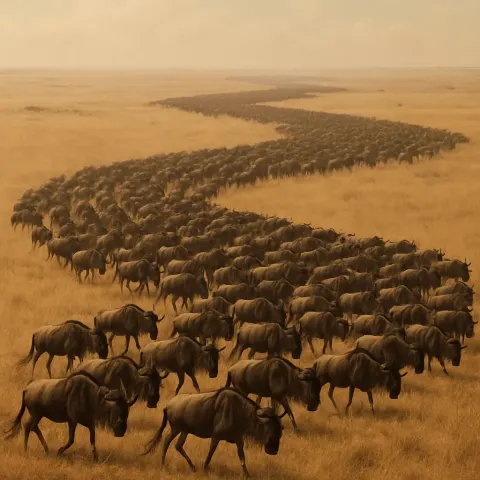 Vast Herd of Wildebeest Appears
