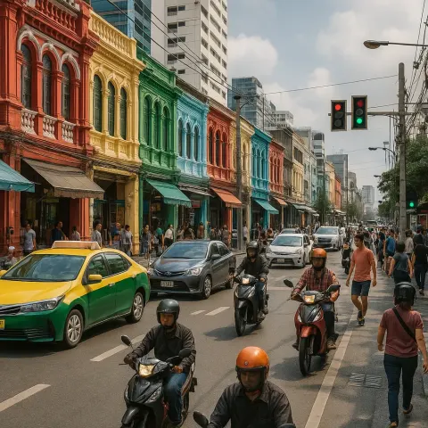 Bustling Urban Street Scene with Vehicles