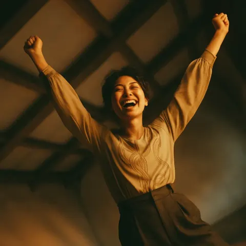 Joyful Person of East Asian Appearance