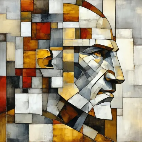 Cubist Richard the Lionheart in Earth Tones