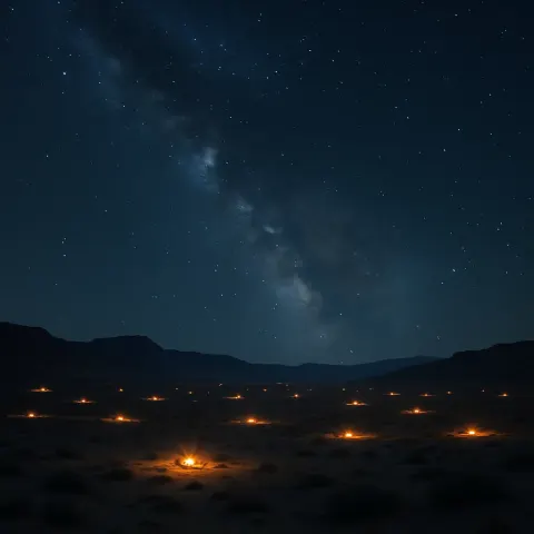 Myriad Distant Campfires Flicker Like Fallen Stars Across a Vast