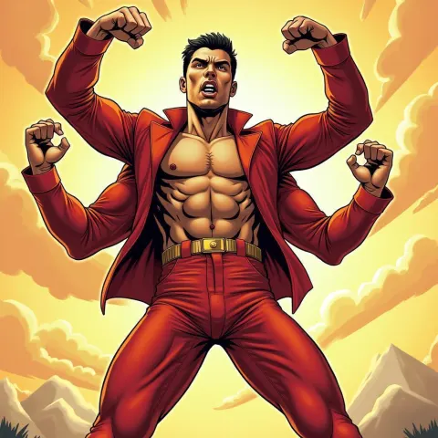 Manga Hero With Multiple Arms in Action