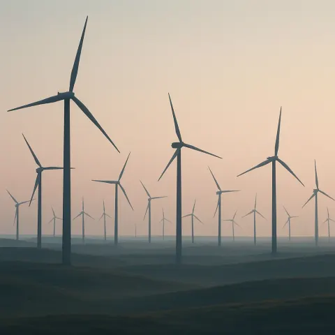 Numerous Massive Wind Turbines
