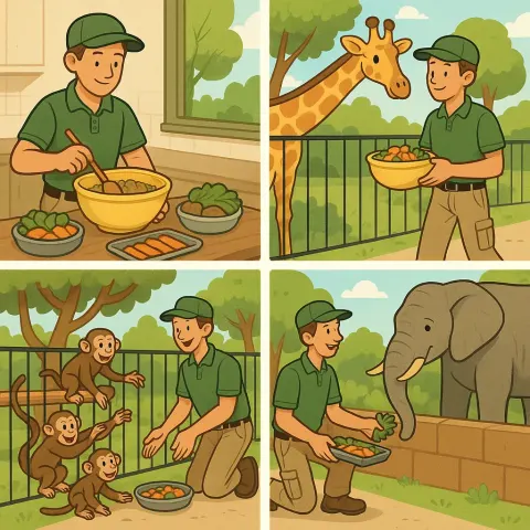 Zookeeper Is Making Meals for the Animals