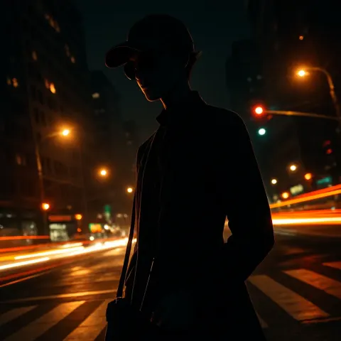 Androgynous Scholar-like Figure in a Baseball Cap and Sunglasses