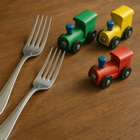Depict a Lifelike Scene Showing a Pair of Silver Forks