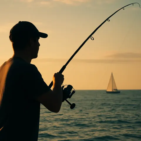 Person Is Shown Casting a Fishing Rod