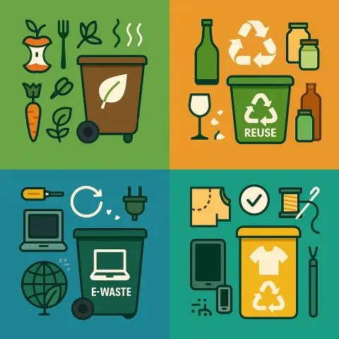 Refined Vector Illustration Composed of Four Separate Square Panels