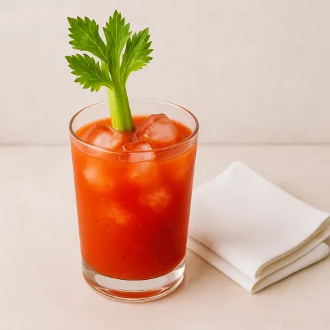 Lively Bloody Mary Drink Accompanied by a Stalk of Celery