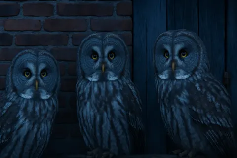 Three Varied Great Grey Owls
