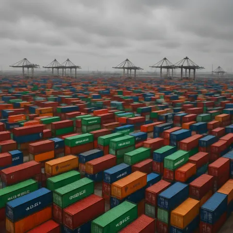 Thousands of Brightly Colored Shipping Containers Are Stacked Like Toy