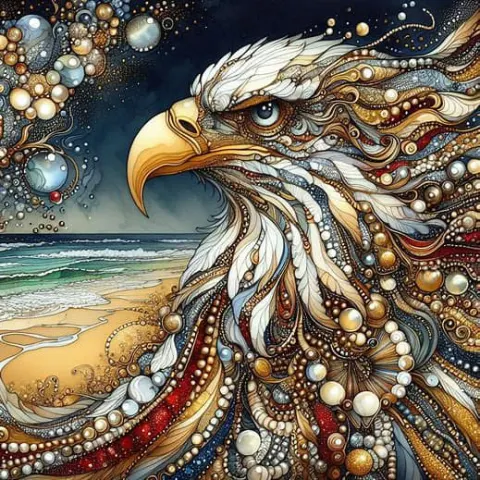 Abstract Watercolor Bald Eagle with Bling
