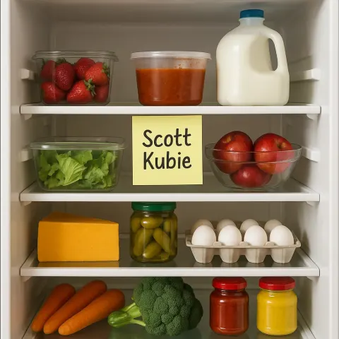 Open Refrigerator Filled with Various Food Items