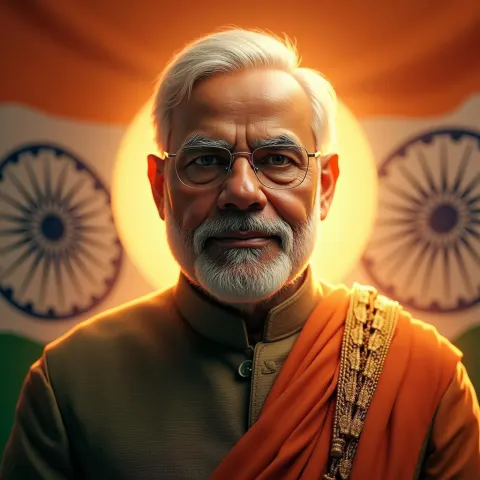 Narendra Modi Deified Before the Indian Flag