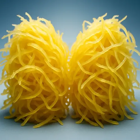 Crisp Buttery Yellow Spaghetti Squash Strands in Mirror Symmetry Reflect