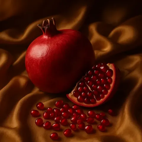 Vibrant Pomegranate with a Ruby Glow Lies