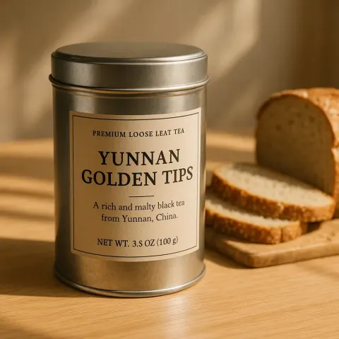 Metal Container Filled with Yunnan Golden Tips Tea