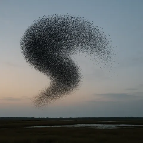 Vast Flock of Starlings Forms