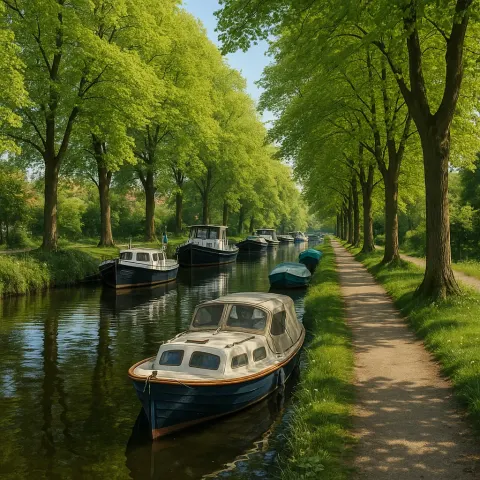 Serene Canal Lined with Trees