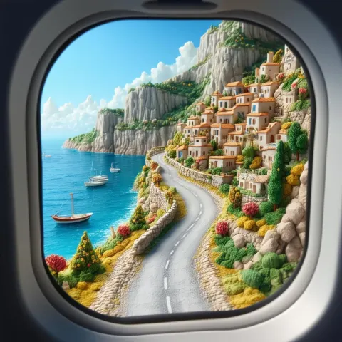 Claymation Fishing Village Seen From a Plane