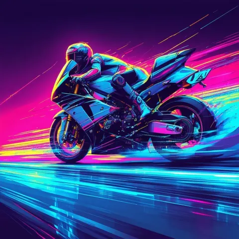 Eighties Yamaha Racer on Neon Track