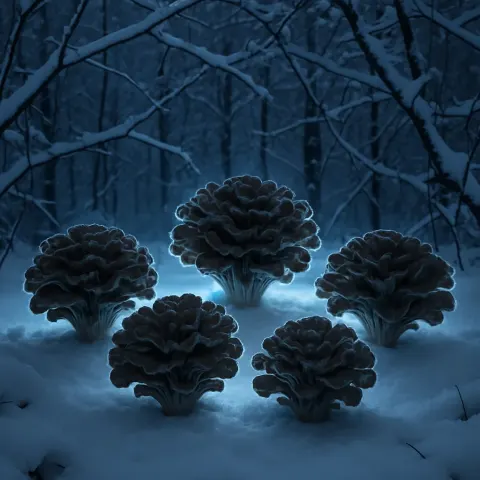 Five Diverse Hen-of-the-woods Mushrooms