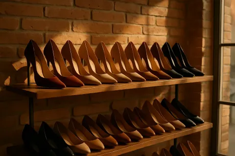 Refined Exhibition of Footwear Features Ten Pairs of Stilettos Meticulously