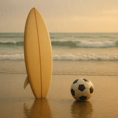 Imagine a Peaceful Rainy Setting with a Soccer Ball