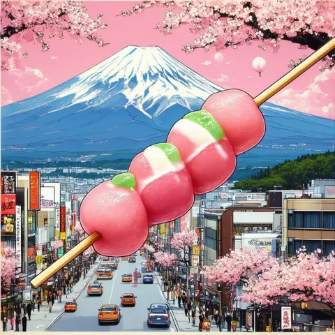 Hanami Dango Ad With Cherry Blossoms
