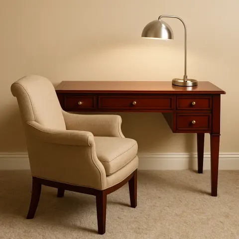 Mahogany Desk Sits on a Luxurious Carpet