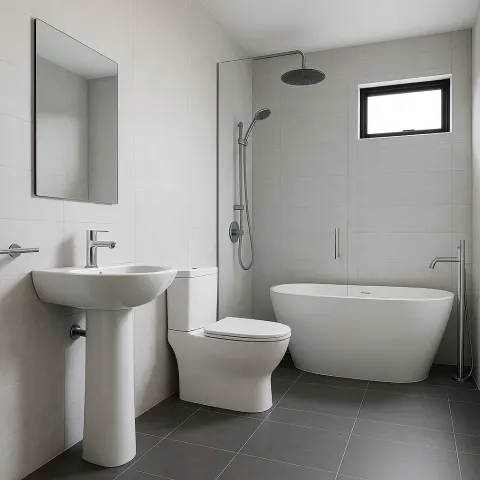 Contemporary Bathroom Showcasing a Freestanding Tub