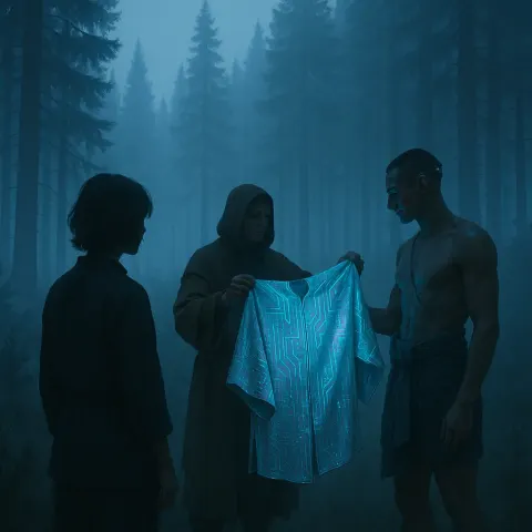 Mist-enshrouded Pine Trees at Dawn