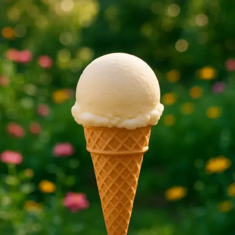 Delectable Dessert Features a Crunchy Waffle Cone Topped
