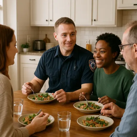 People Are Seated in a Kitchen Area
