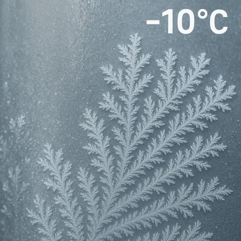 Metallic Surface Covered in Frost at -10°C
