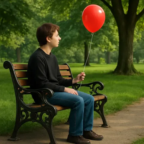 Person Sits on a Decorative Park Bench near Grass