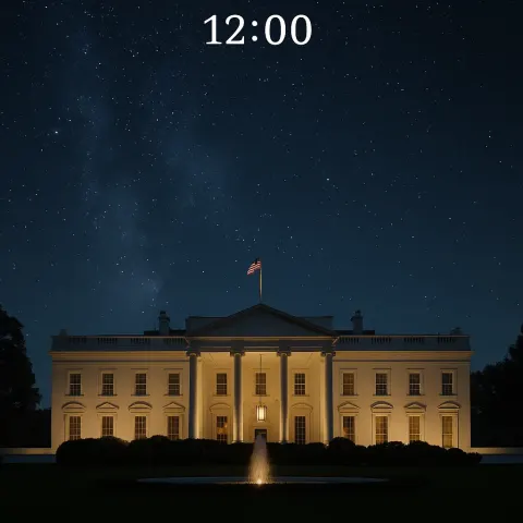 White House’s Glowing Exterior Showcased Beneath a Star-filled Midnight Sky