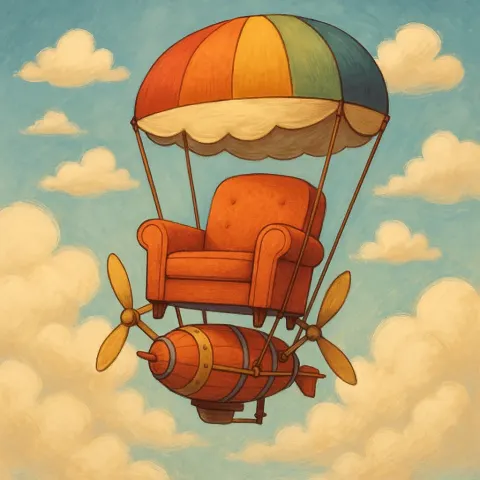 Armchair Shifted into a Colorful Airship