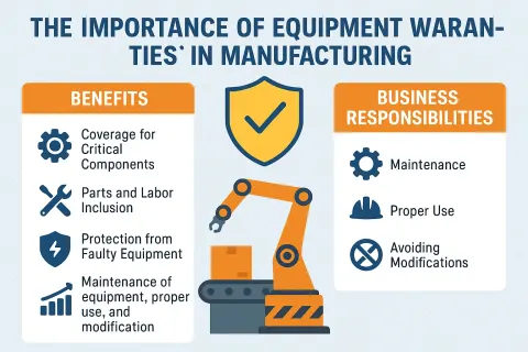 Infographic Explaining the Importance of Equipment Warranties in Manufacturing