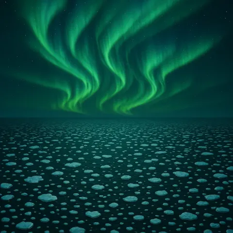 Myriad Tiny Ice Floes Drift Slowly Across a Vast