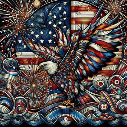 Patriotic Bald Eagle Fireworks Design