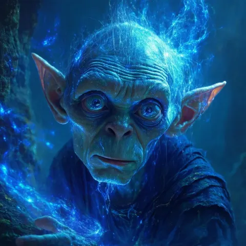 Ethereal Gollum Portrait in Luminous Detail