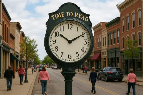 Street Clock with "Time to Read" Written on its Top