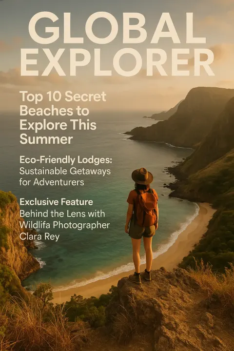 Captivating and Polished Cover for a Travel Magazine Called "Global